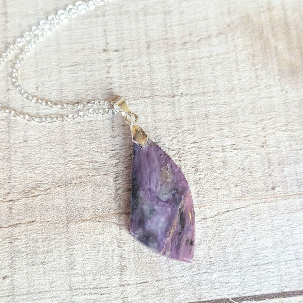 Natural Gemstone Charoite Necklace - Picture 2 of 3